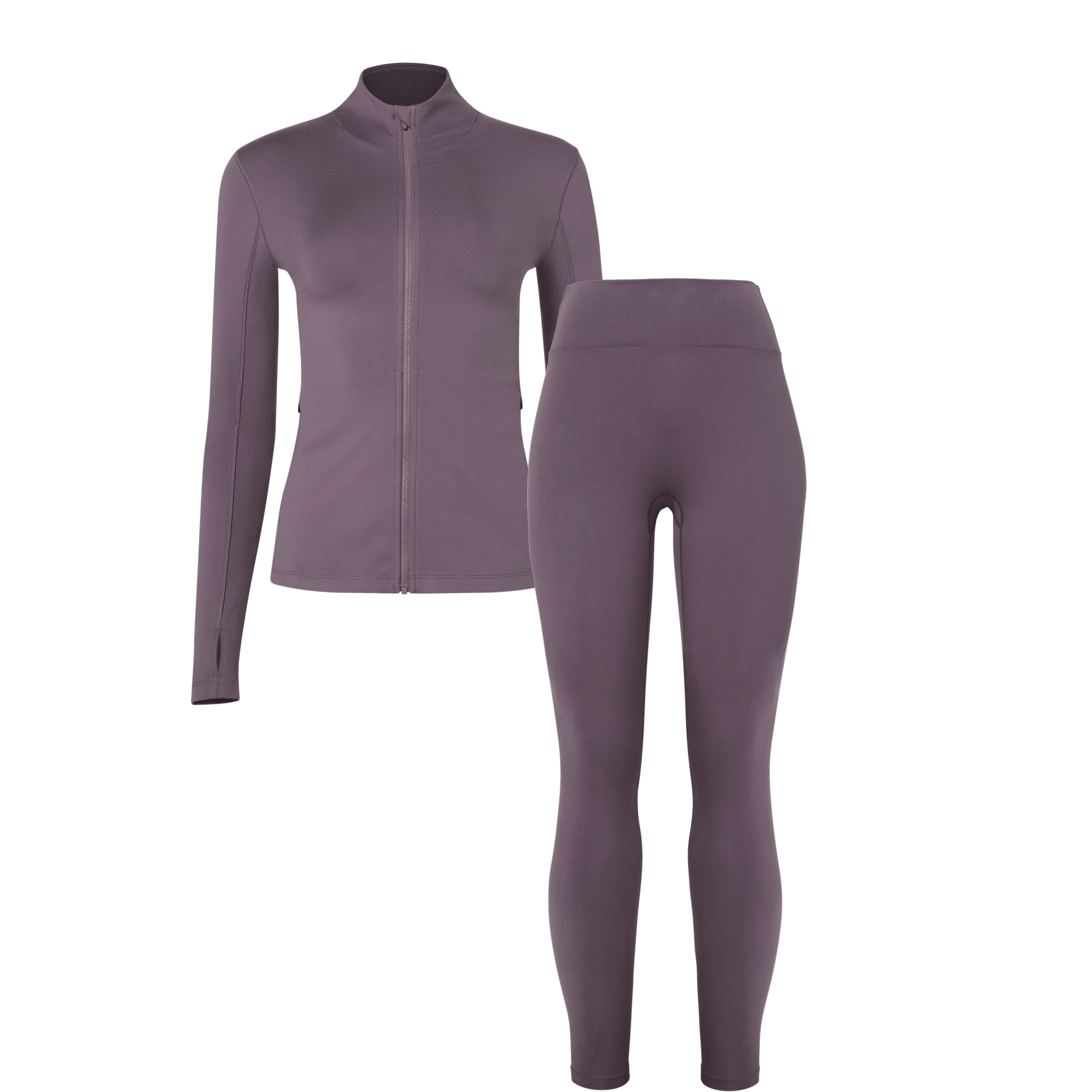 Women's Matte Zip-Up Jacket x Tights - Black Plum - Image 3
